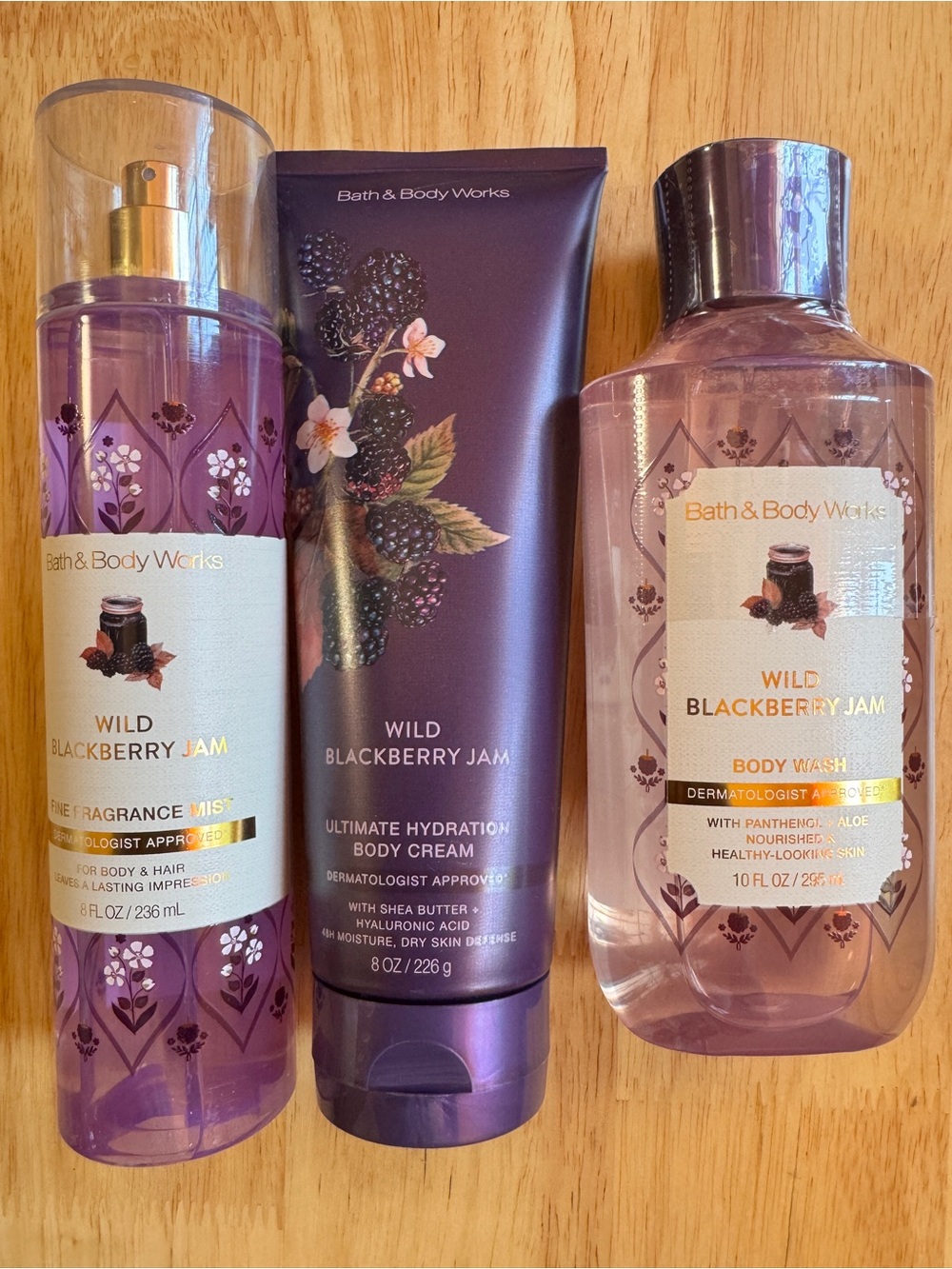 Bath & Body Works Wild Blackberry Jam Body Care Trio - Purple